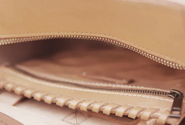 Handmade leather handbag beige shopper bag shoulder bag cossbody bag purse women