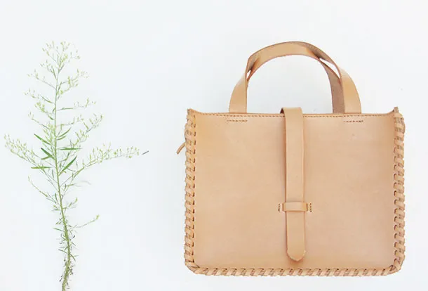 Handmade leather handbag beige shopper bag shoulder bag cossbody bag purse women