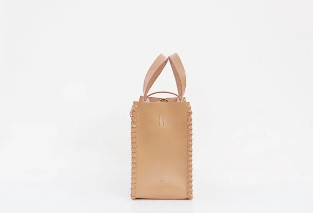 Handmade leather handbag beige shopper bag shoulder bag cossbody bag purse women