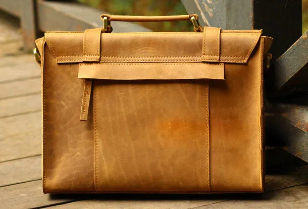 Handmade Leather Mens Cool Messenger Bag Briefcase Square Bag Chest Bag Bike Bag Cycling Bag for men