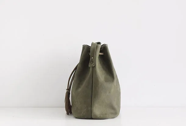 Handmade leather purse bucket phone bag shoulder bag cossbody bag purse women