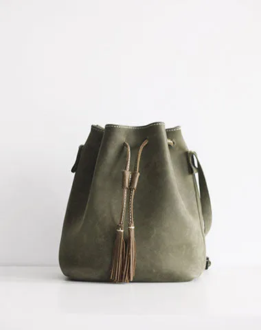 Handmade leather purse bucket phone bag shoulder bag cossbody bag purse women