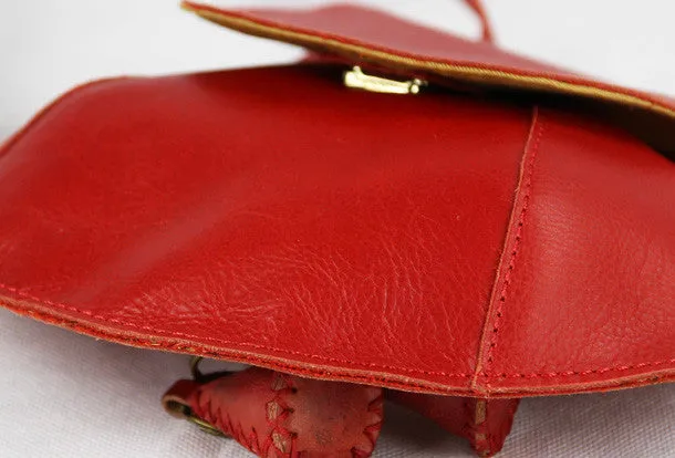 Handmade round cute leather minimalist crossbody Shoulder Bag for girl women