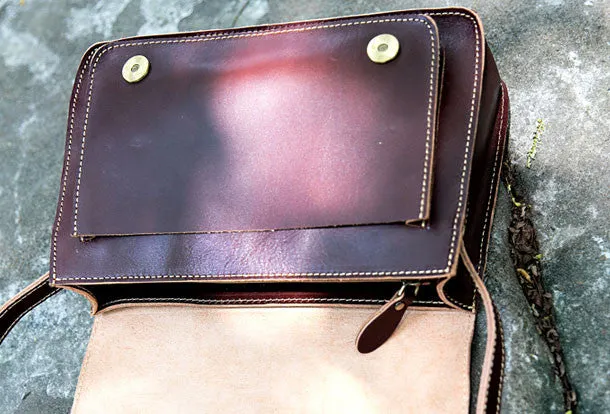 Handmade satchel purse leather crossbody bag purse shoulder bag for women