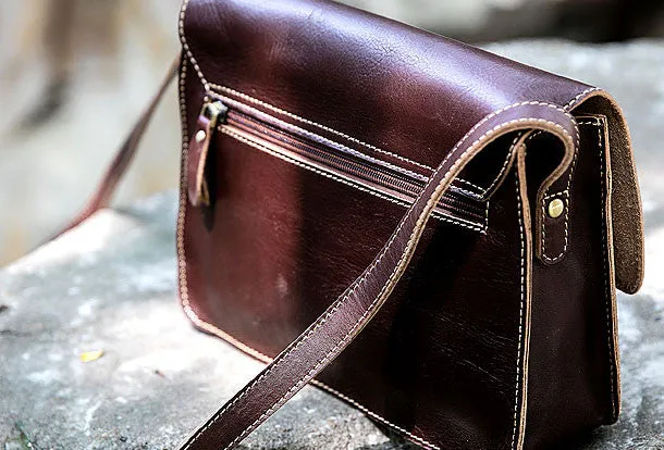 Handmade satchel purse leather crossbody bag purse shoulder bag for women