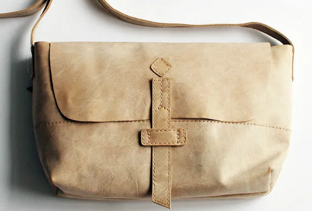 Handmade vintage rustic retro leather crossbody messenger Shoulder Bag for women
