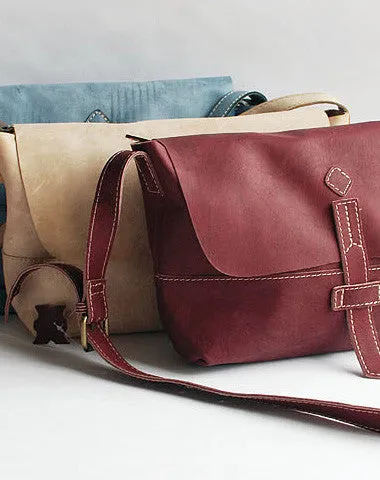 Handmade vintage rustic retro leather crossbody messenger Shoulder Bag for women