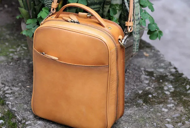 Handmade vintage womens leather messenger bag Backpack shoulder bag for women