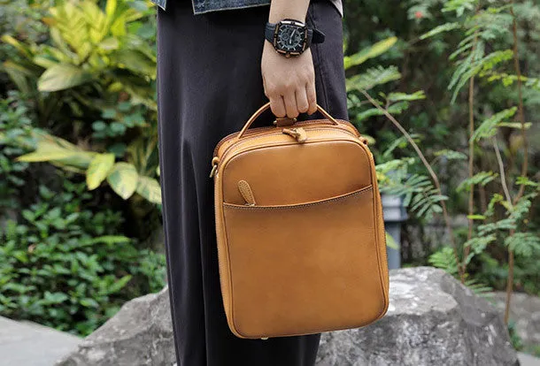 Handmade vintage womens leather messenger bag Backpack shoulder bag for women