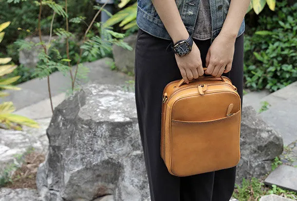Handmade vintage womens leather messenger bag Backpack shoulder bag for women