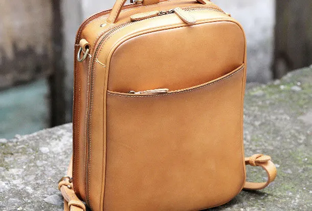 Handmade vintage womens leather messenger bag Backpack shoulder bag for women