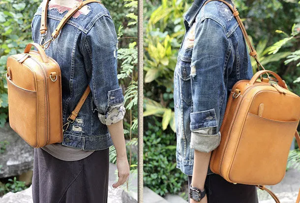 Handmade vintage womens leather messenger bag Backpack shoulder bag for women
