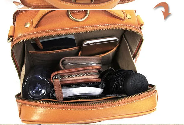 Handmade vintage womens leather messenger bag Backpack shoulder bag for women