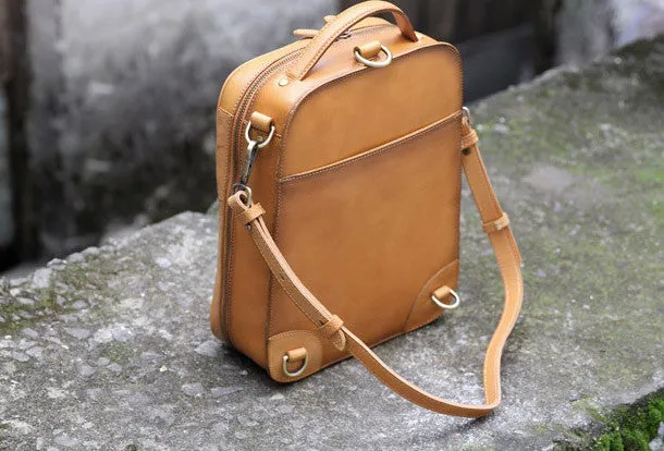 Handmade vintage womens leather messenger bag Backpack shoulder bag for women