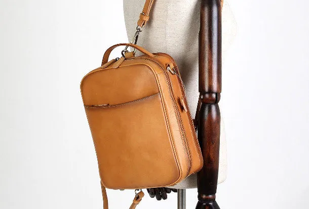 Handmade vintage womens leather messenger bag Backpack shoulder bag for women