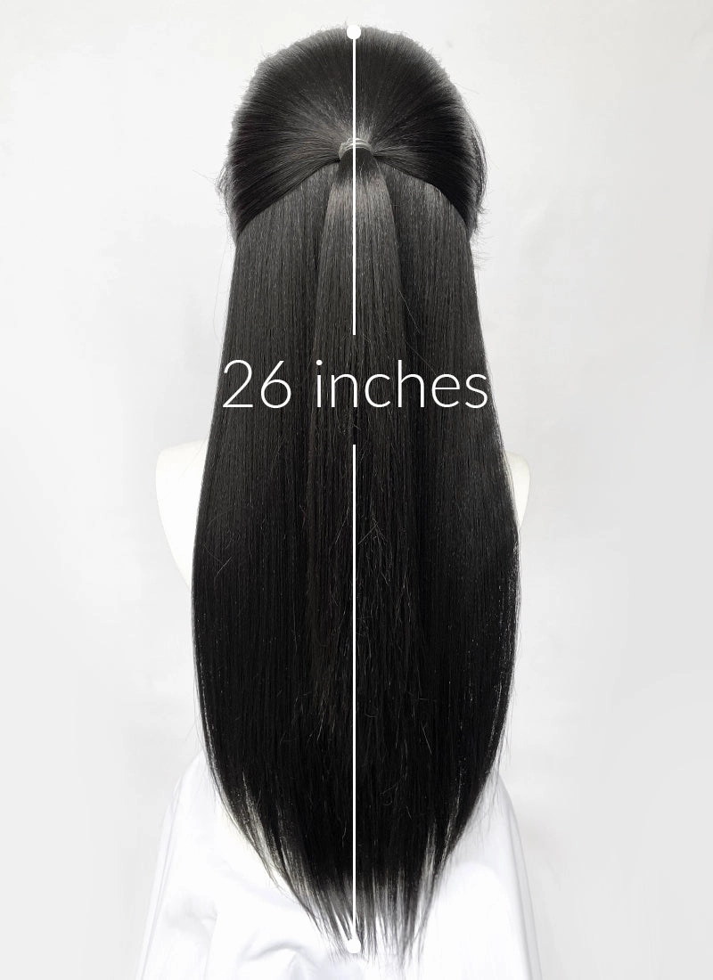 Heaven Official's Blessing Hua Cheng Natural Black Yaki Straight Lace Front Synthetic Men's Wig LF6104