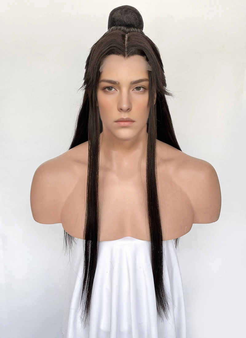 Heaven Official's Blessing Xie lian Brunette Straight Synthetic Men's Wig With Bun TB1751