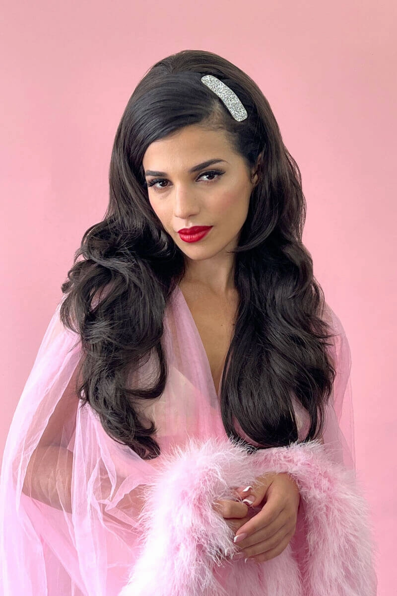 High crown long, layered half wig and volume ring: Helena