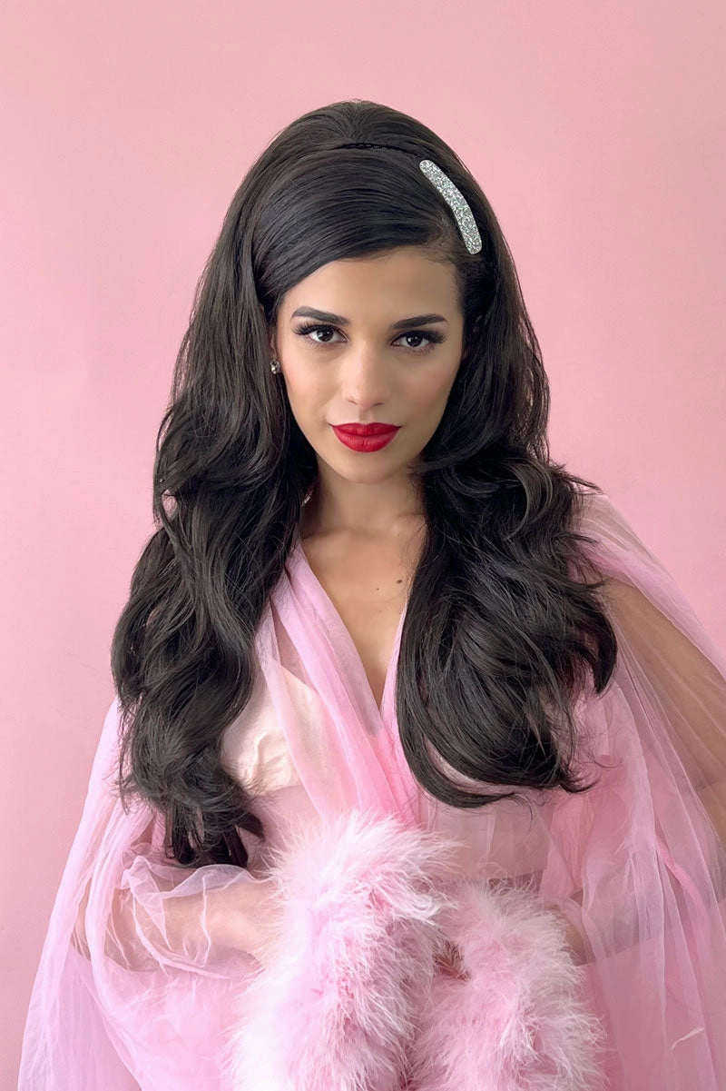 High crown long, layered half wig and volume ring: Helena
