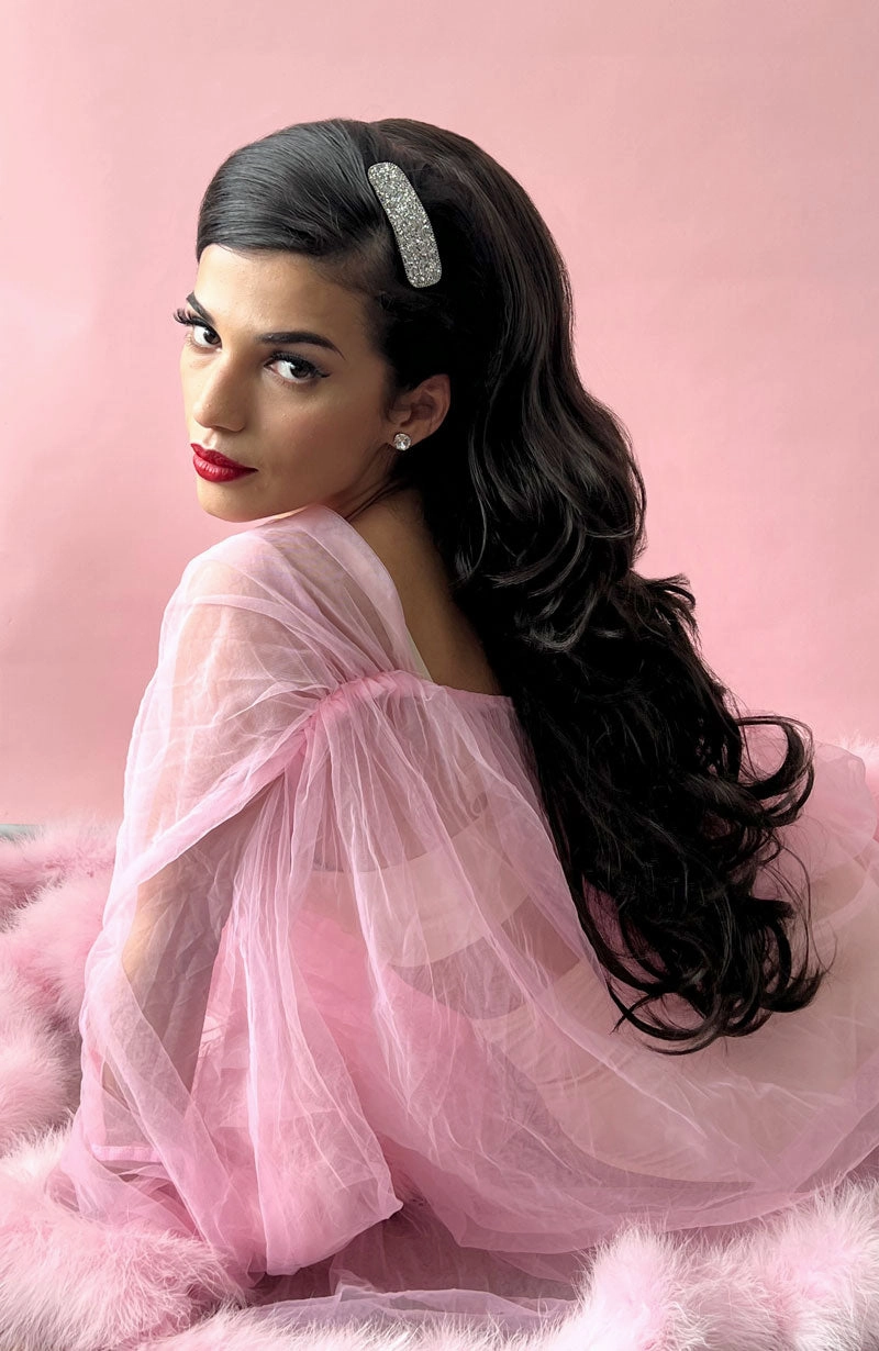 High crown long, layered half wig and volume ring: Helena