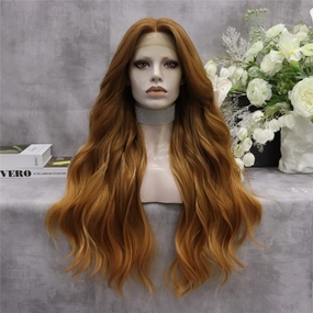Honey Scarlet  Blonde Ginger Long Wave T Part Lace Front Wig