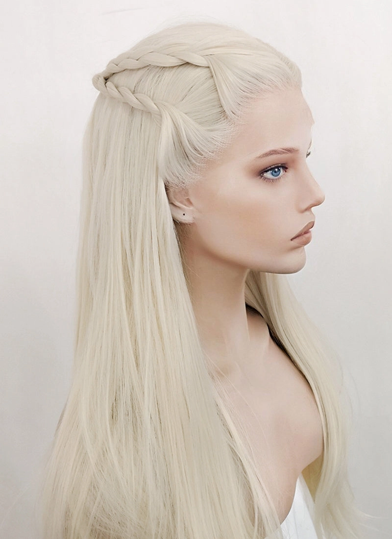 House of the Dragon Rhaenyra Targaryen Platinum Blonde Braided Lace Front Synthetic Wig LF2119