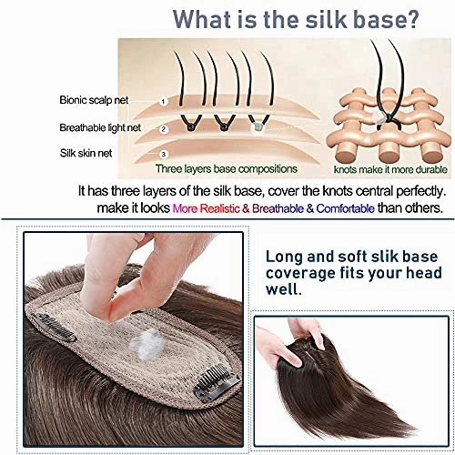 Human Hair Synthetic Blend Hair topper with bangs