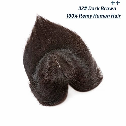Human Hair Synthetic Blend Hair topper with bangs