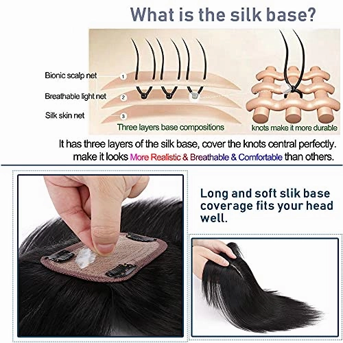 Human Hair Synthetic Blend Hair topper with bangs