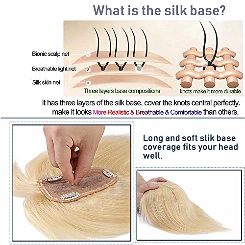 Human Hair Synthetic Blend Hair topper with bangs