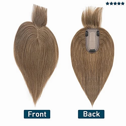 Human Hair Synthetic Blend Hair topper with bangs