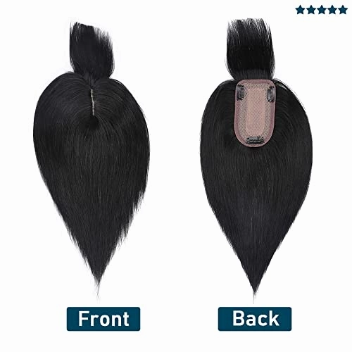 Human Hair Synthetic Blend Hair topper with bangs