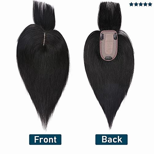 Human Hair Synthetic Blend Hair topper with bangs