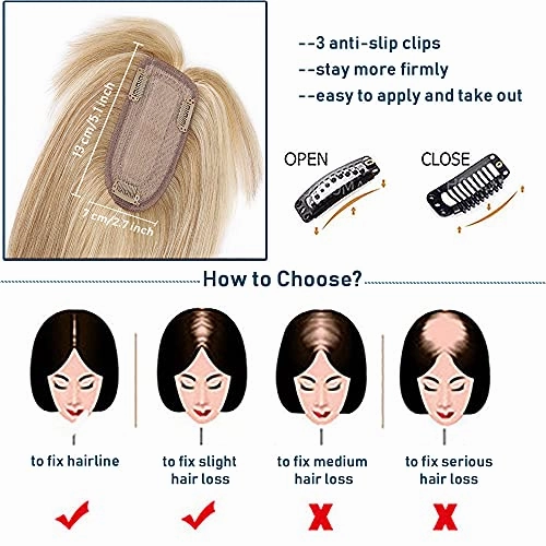 Human Hair Synthetic Blend Hair topper with bangs