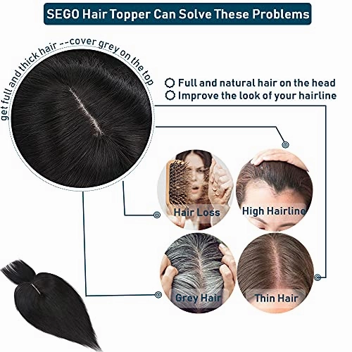 Human Hair Synthetic Blend Hair topper with bangs