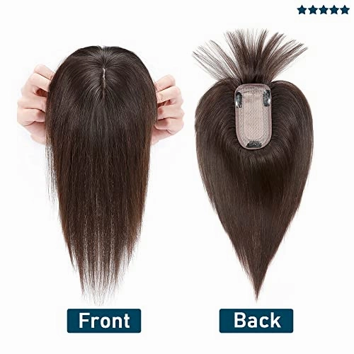 Human Hair Synthetic Blend Hair topper with bangs
