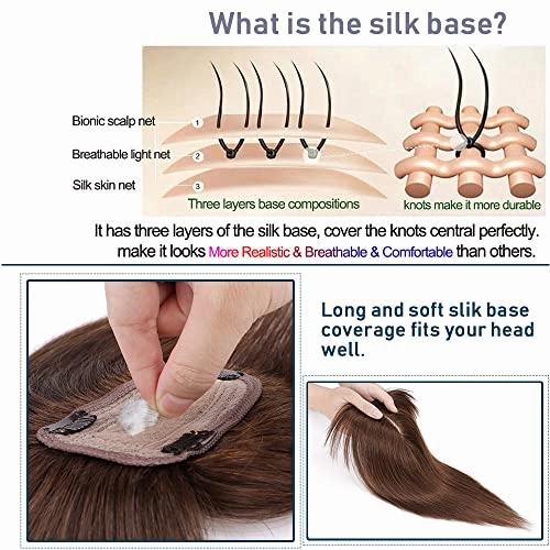 Human Hair Synthetic Blend Hair topper with bangs