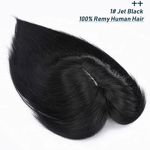 Human Hair Synthetic Blend Hair topper with bangs
