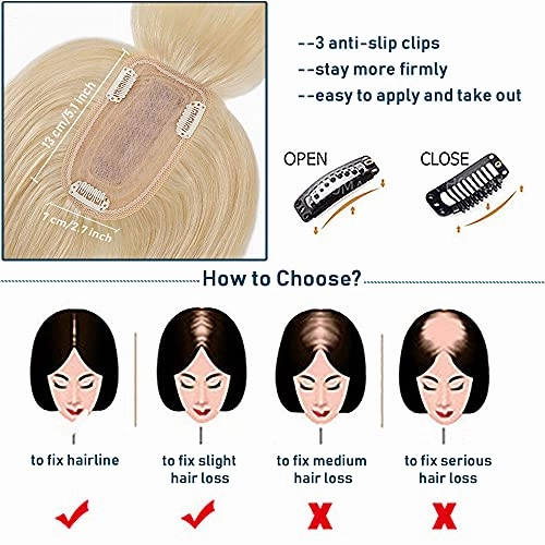 Human Hair Synthetic Blend Hair topper with bangs