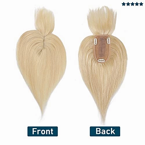 Human Hair Synthetic Blend Hair topper with bangs