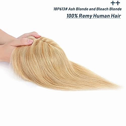Human Hair Synthetic Blend Hair topper with bangs