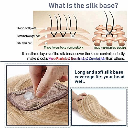 Human Hair Synthetic Blend Hair topper with bangs