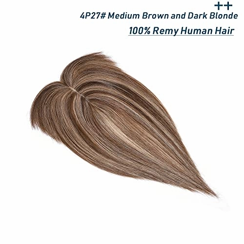Human Hair Synthetic Blend Hair topper with bangs