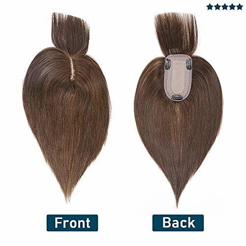 Human Hair Synthetic Blend Hair topper with bangs