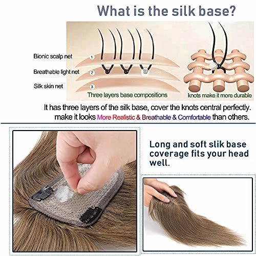 Human Hair Synthetic Blend Hair topper with bangs
