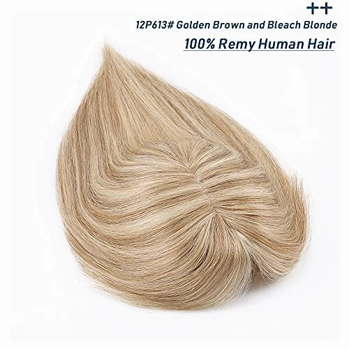 Human Hair Synthetic Blend Hair topper with bangs