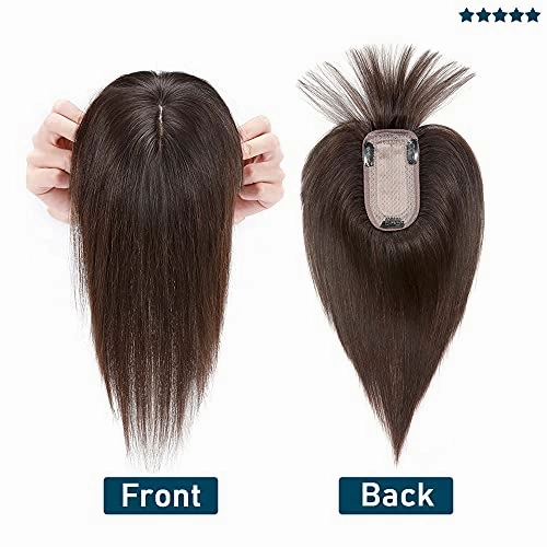 Human Hair Synthetic Blend Hair topper with bangs