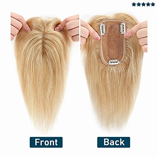 Human Hair Synthetic Blend Hair topper with bangs