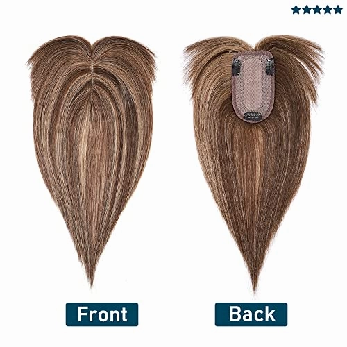 Human Hair Synthetic Blend Hair topper with bangs
