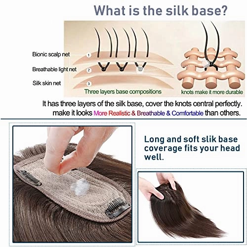 Human Hair Synthetic Blend Hair topper with bangs